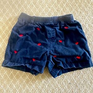 Talbots kids Navy Blue Shorts with Red crab embroidered accents -100% cotton